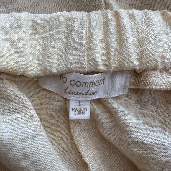 No Comment Linen Love Womens Side Ribbon Slit Hem Wide Leg Easy Pants Size Large - Picture 7 of 8